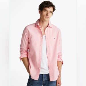 Tommy Hilfiger Men's Casual Pink Button Down Shirt